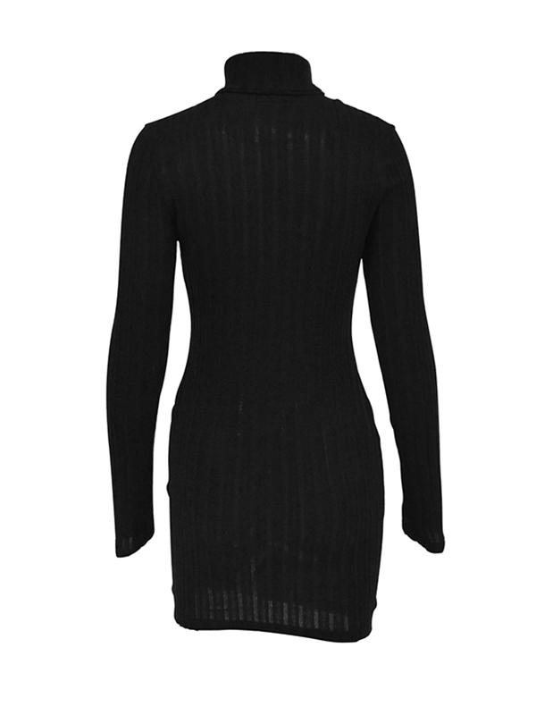 Bodycon High Waisted Solid Color High Neck Mini Dresses Product Image