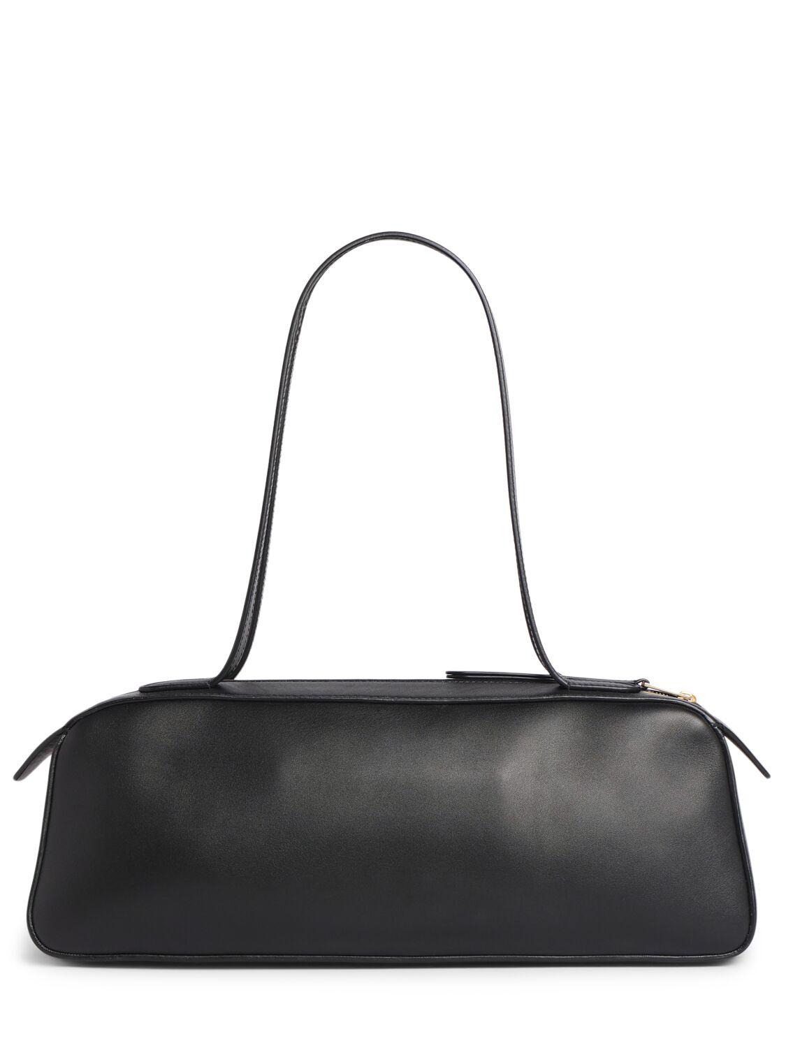 KHAITE Simona Crackle Patent Leather Shoulder Bag In Black Product Image