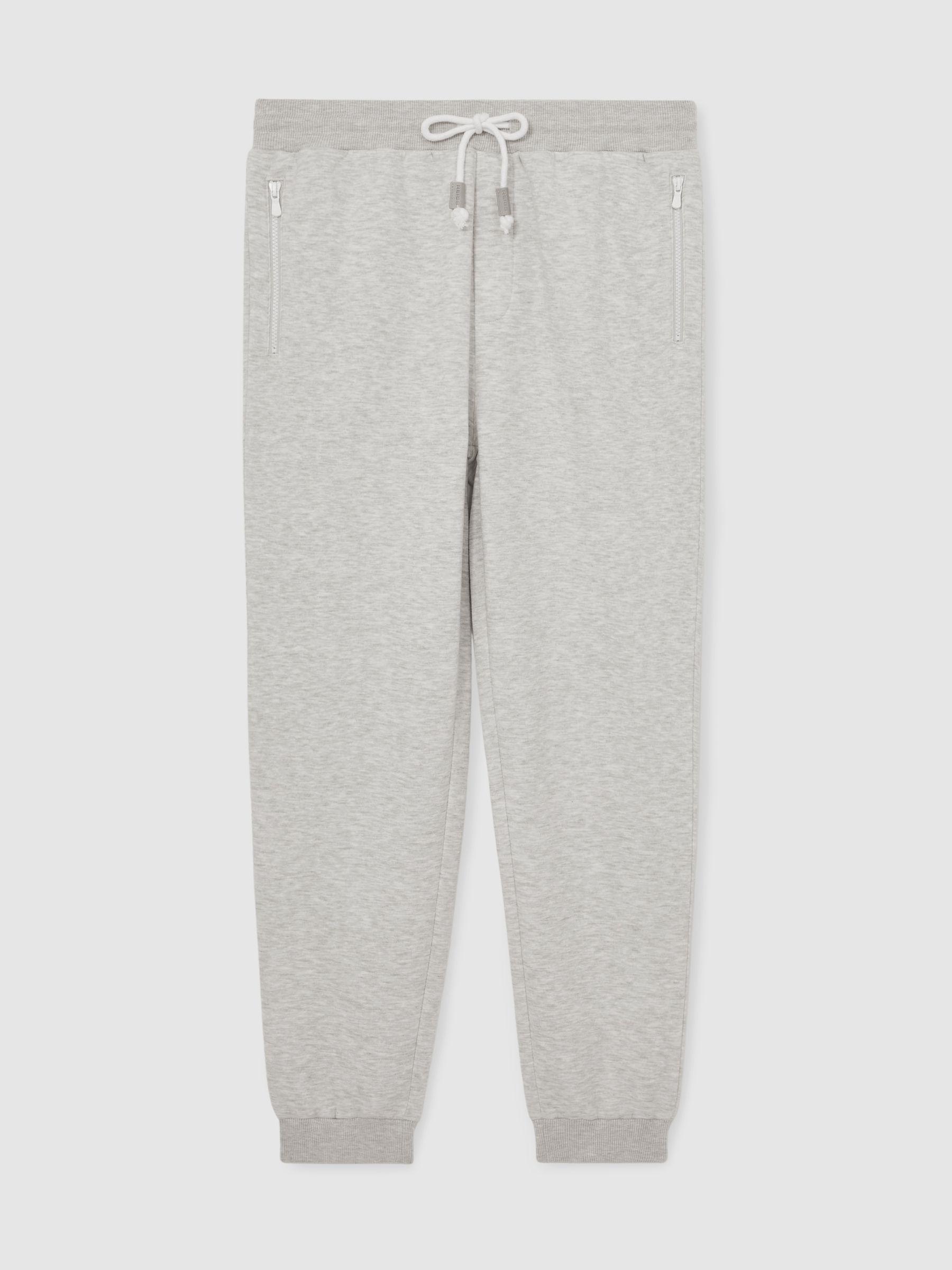 Cotton-Blend Drawstring Joggers in Grey Product Image
