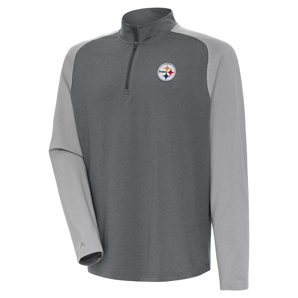 Men's Antigua Heather Charcoal/Gray Pittsburgh Steelers Dauntless Quarter-Zip Top, Size: 3XL Product Image