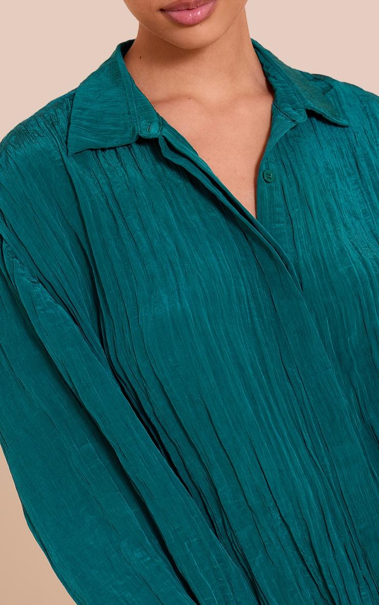 Teal Textured Oversized Shirt Product Image