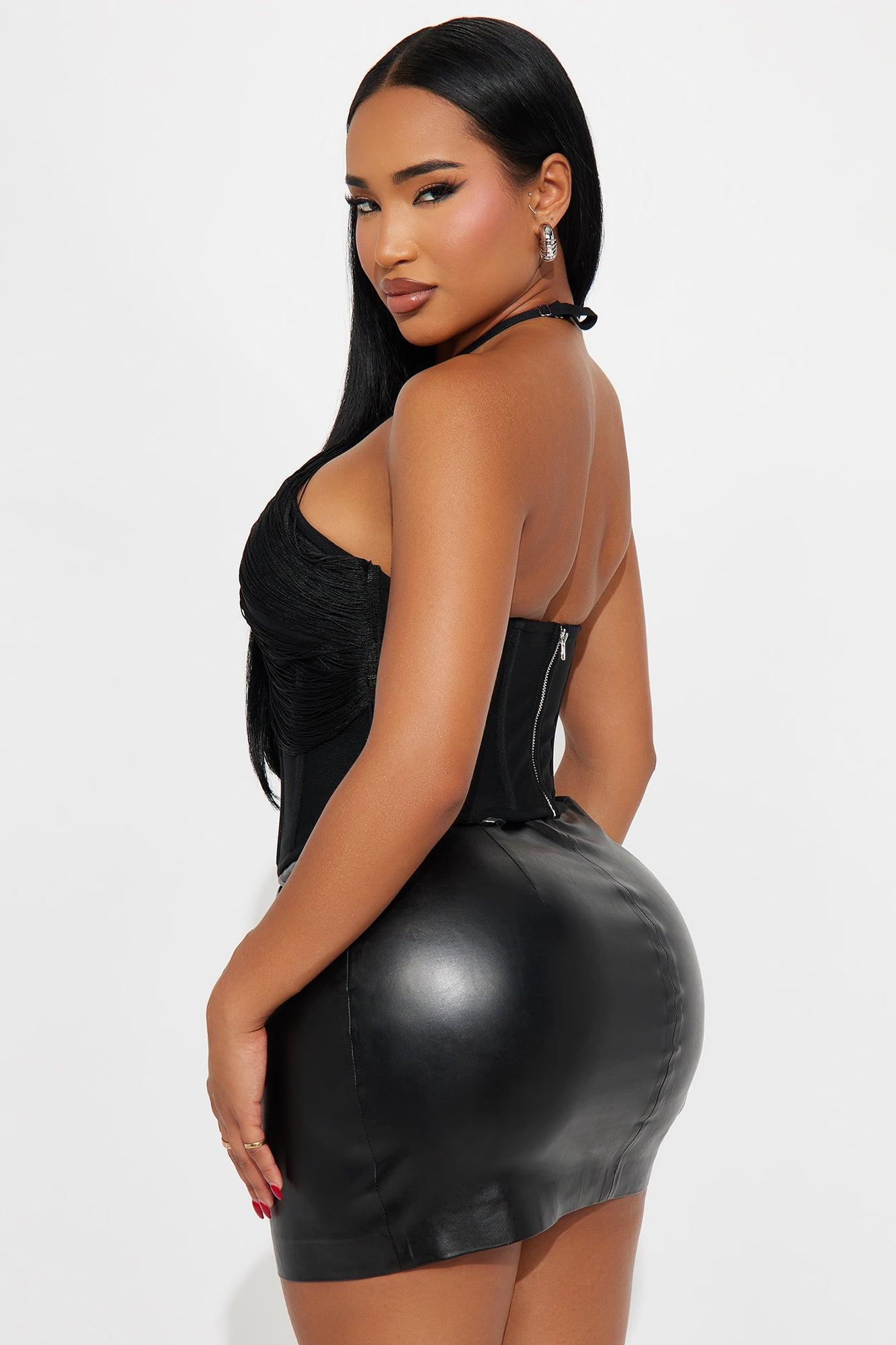 Bebe Ruched Corset Top - Black Female Product Image