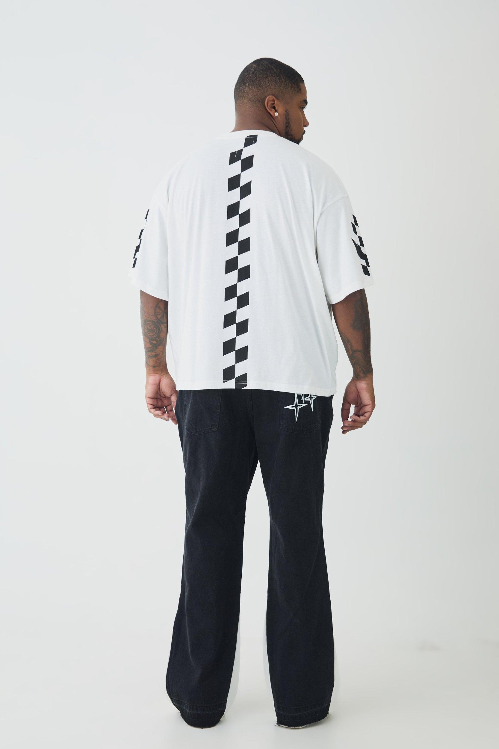 Plus Crotch Applique Gusset Detail Flared Jeans | boohooMAN USA Product Image