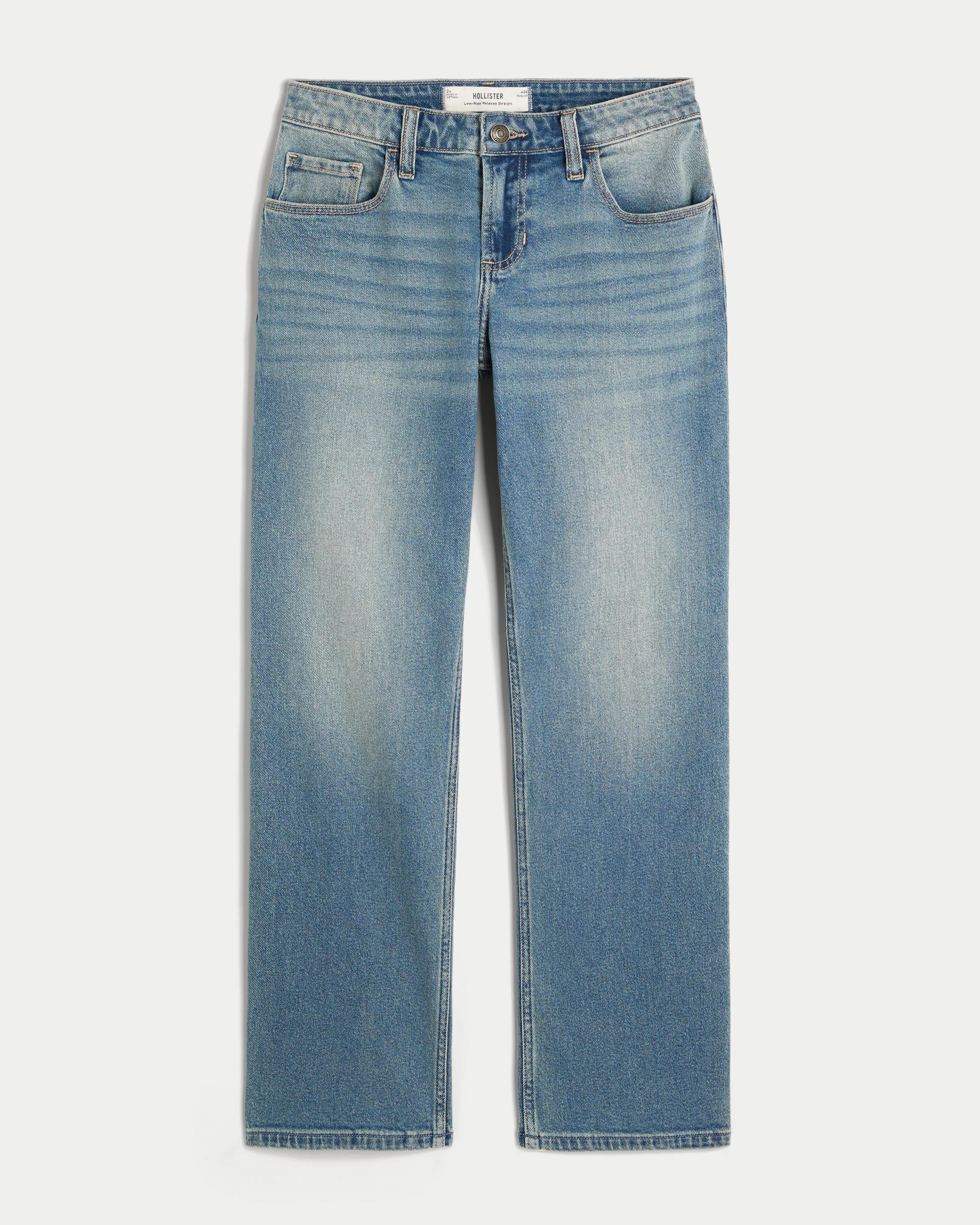 Low-Rise Medium Wash Relaxed Straight Jeans Product Image