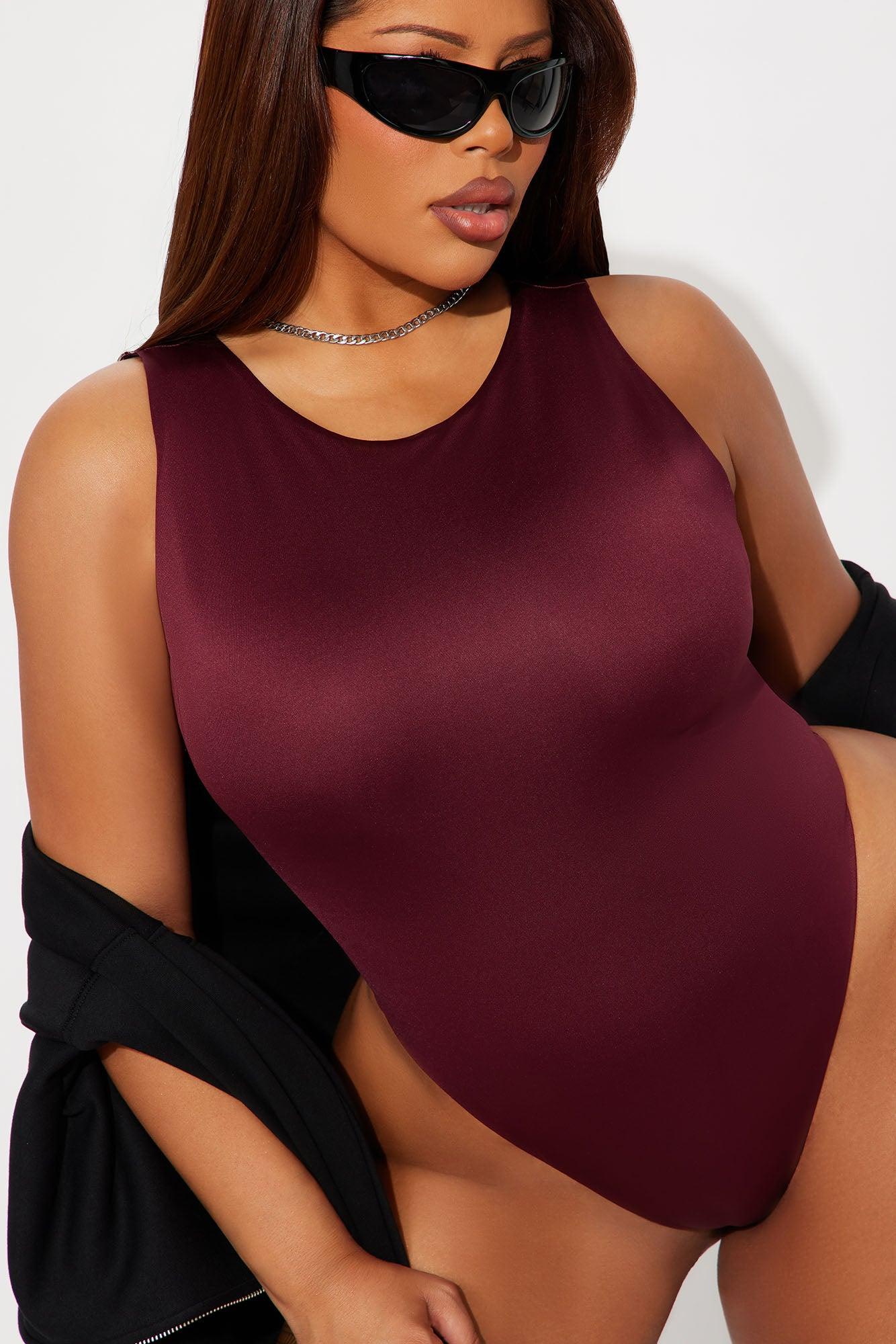 Contour Double Lined Scoop Neck Bodysuit - Wine Female Product Image