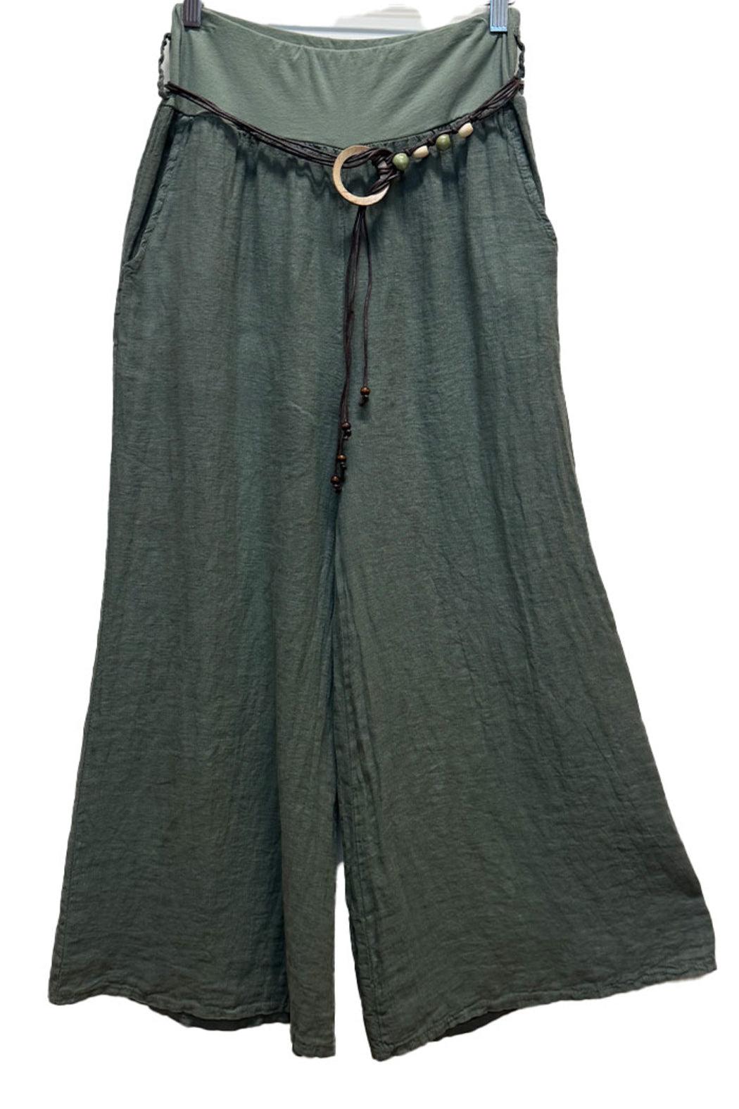 Italian Linen Pants Rope Detail Product Image