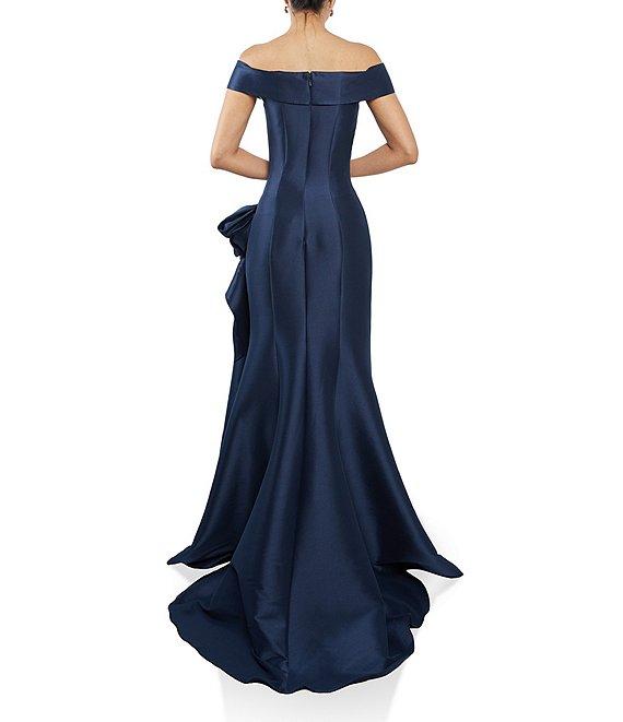 Terani Couture Off-the-Shoulder Ruffle Front Mikado Gown Product Image