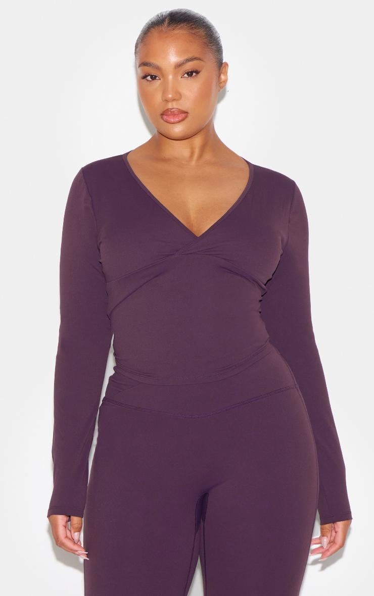 Plum Sculpt Crossover Long Sleeve Top Product Image