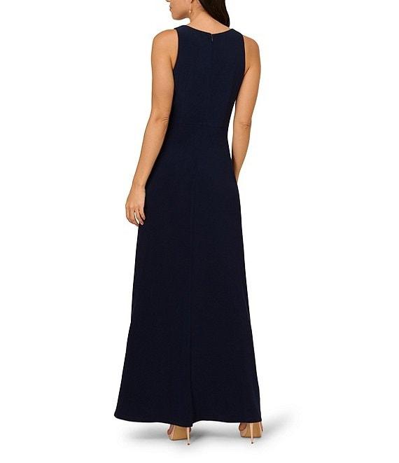 Adrianna Papell V-neck Sleeveless Shirred Jersey Sheath Gown Product Image