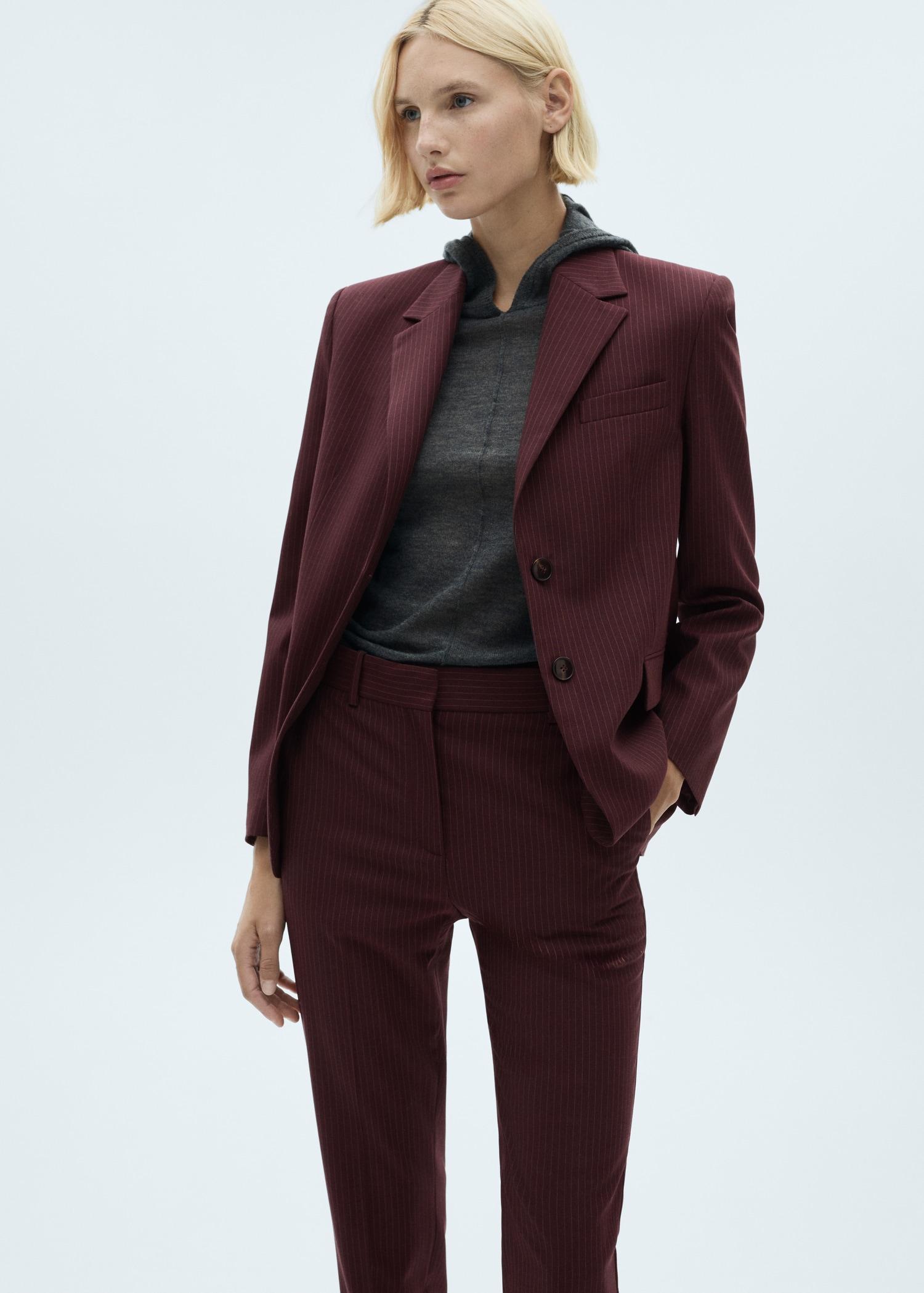 Pinstripe suit trousers - Women | MANGO USA Product Image