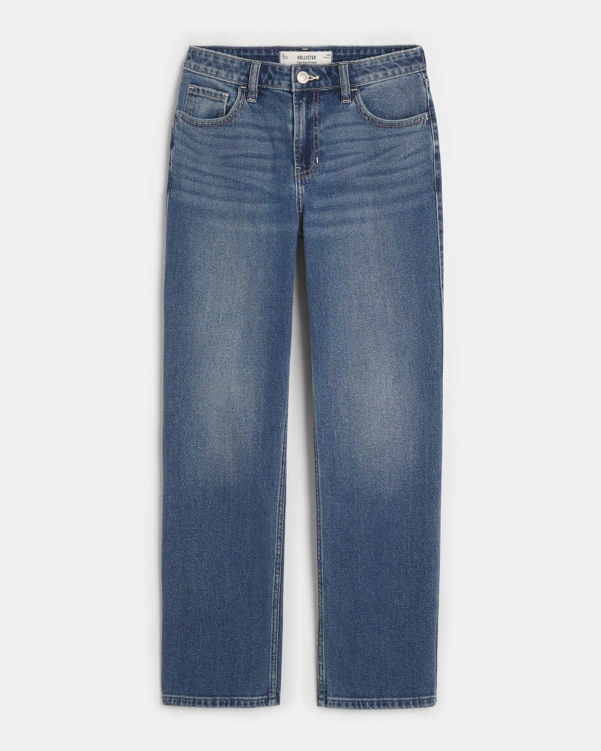 High-Rise Medium Wash Straight Jeans Product Image