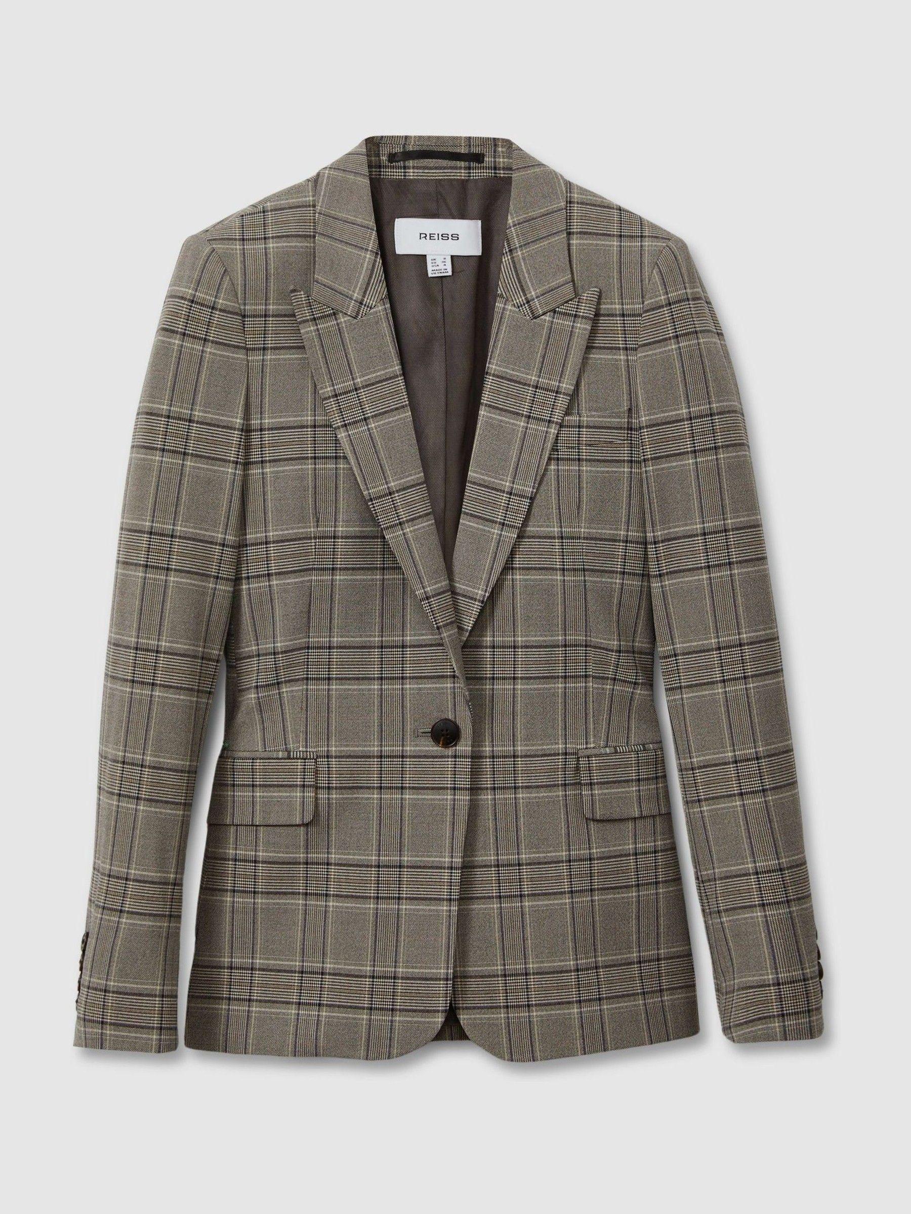 Checked Slim Fit Suit Blazer in Grey Check Product Image
