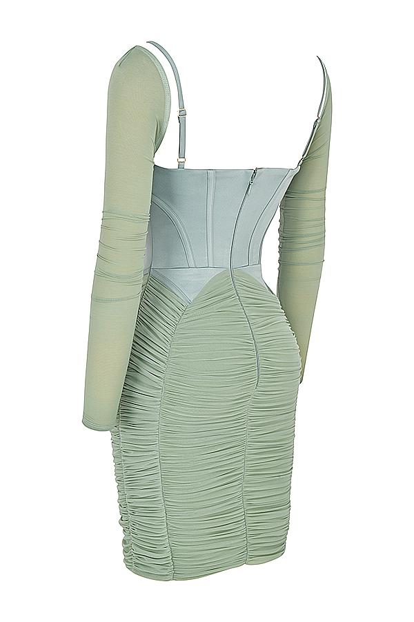 Freyja  green gathered corset dress - sale Product Image