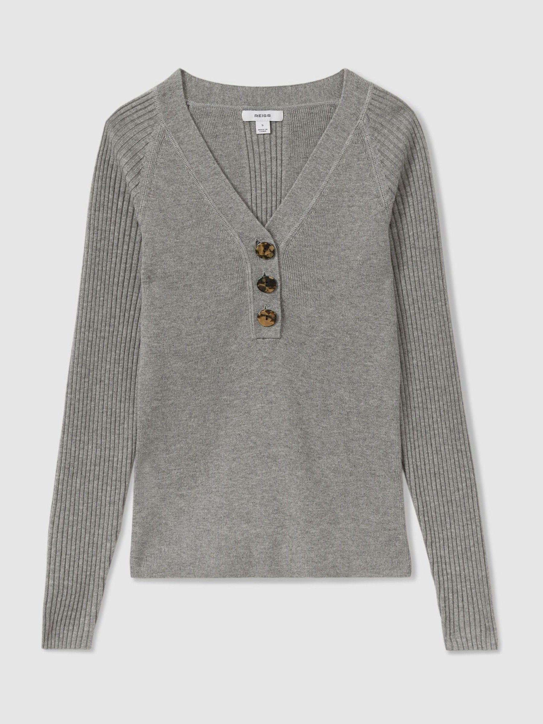 Ribbed Sleeve Jumper in Grey Product Image