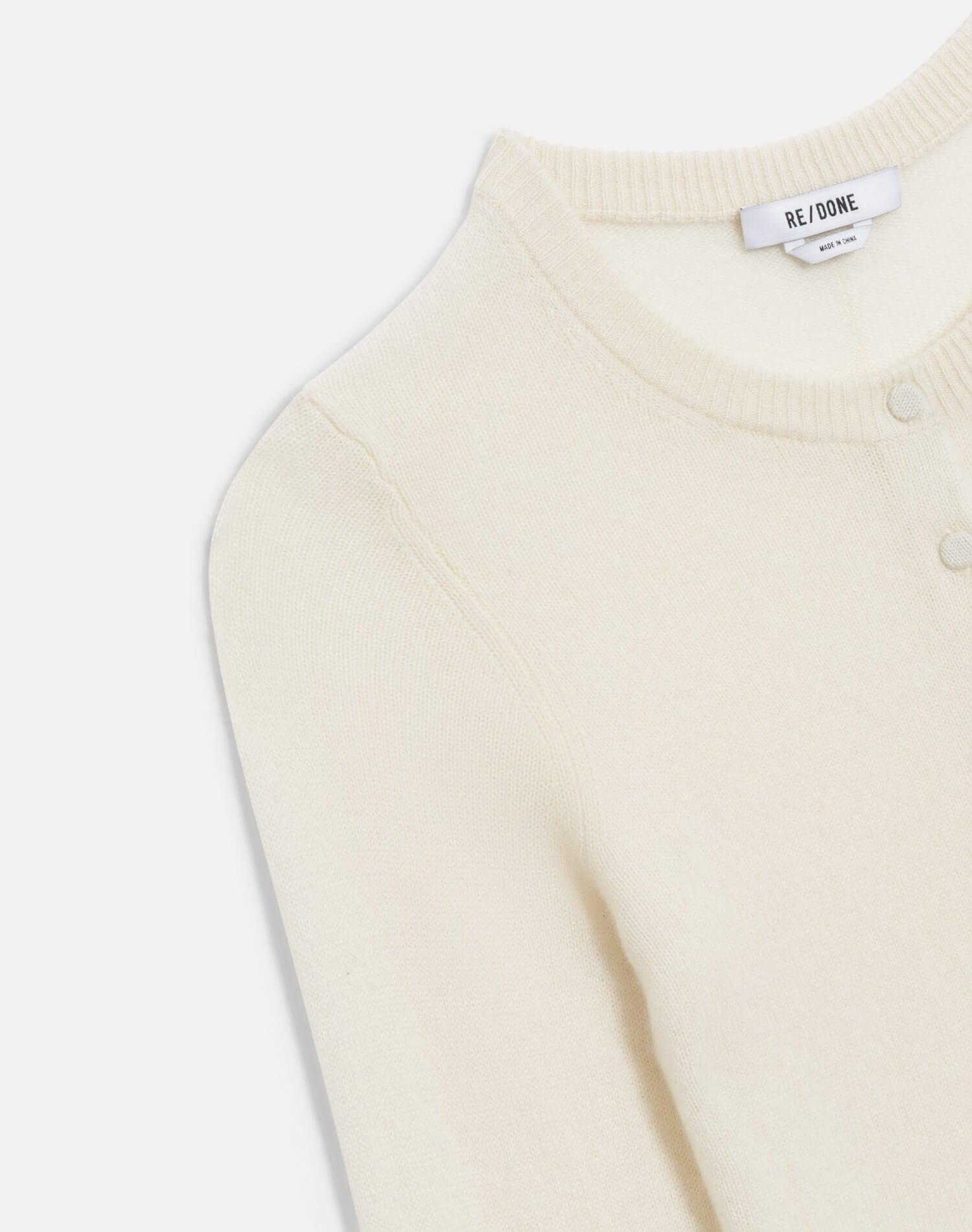 Cashmere Crewneck Cardigan - Ivory Female Product Image
