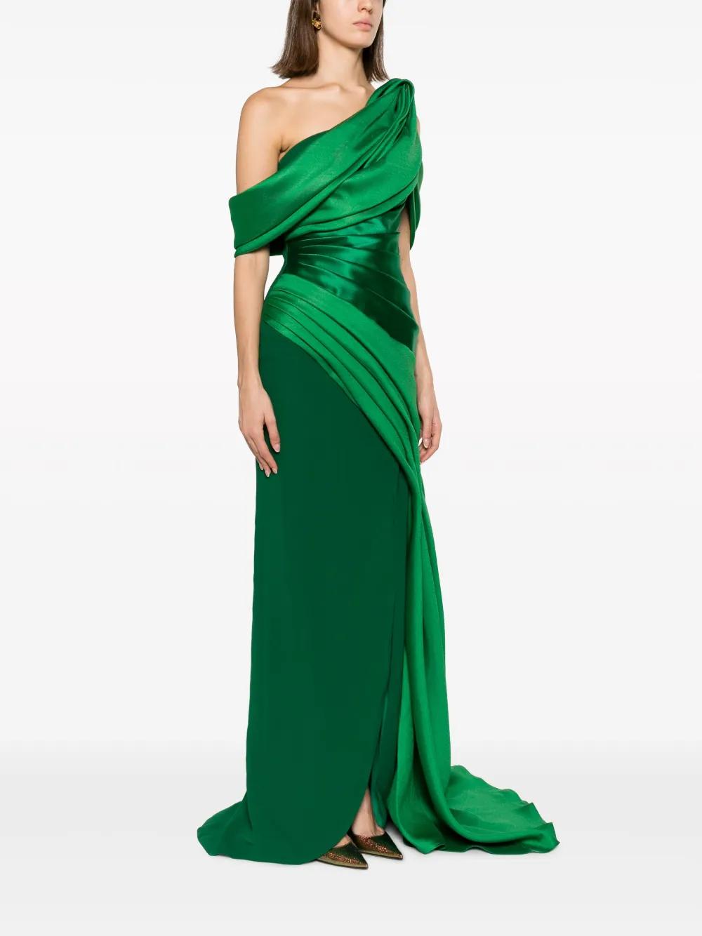 draped open-shoulder gown  Product Image