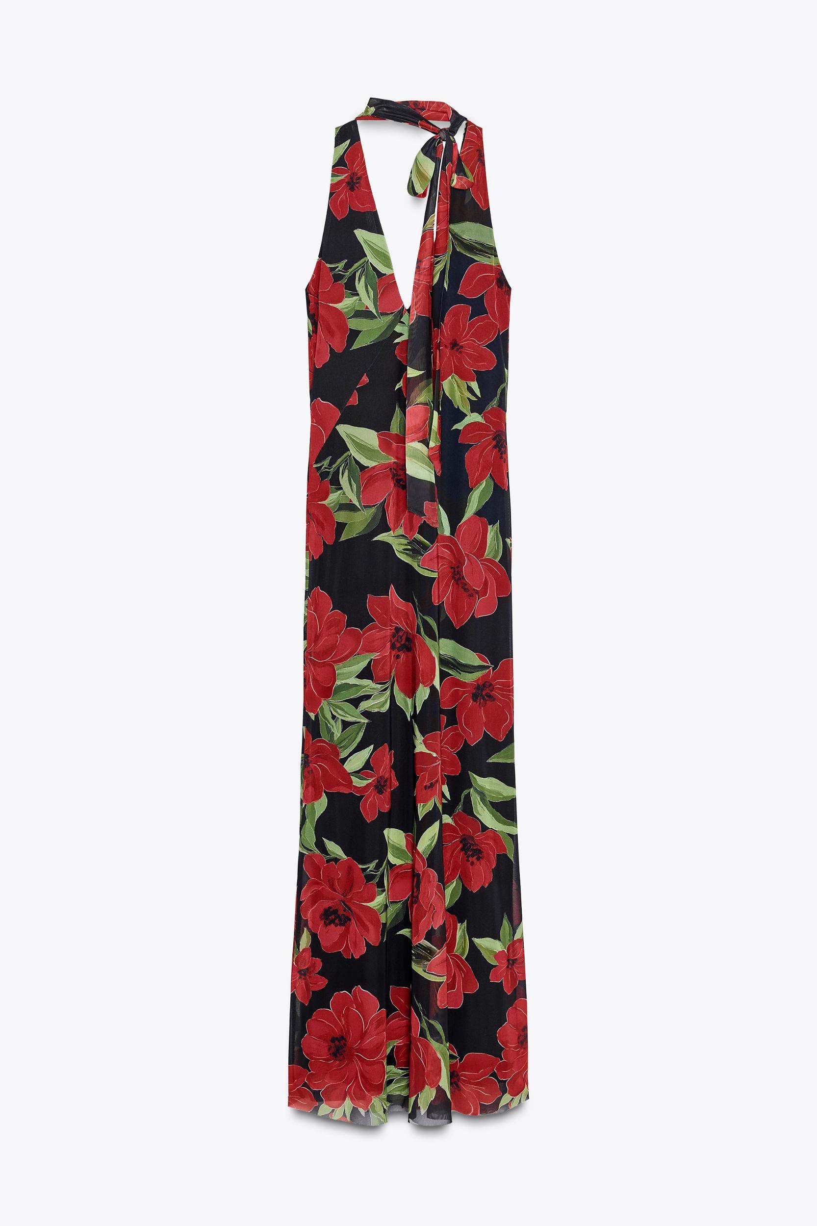 FLORAL PRINT TULLE SCARF DRESS Product Image