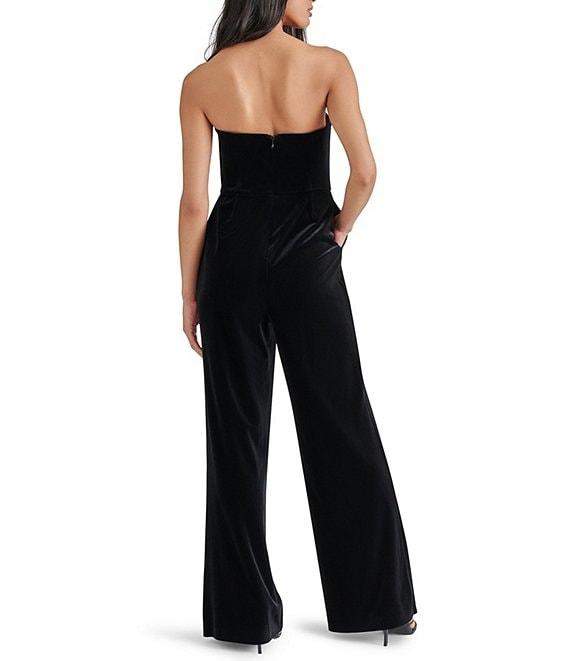 Steve Madden Swanilda Velvet Strapless Neck Sleeveless Wide Leg Jumpsuit Product Image