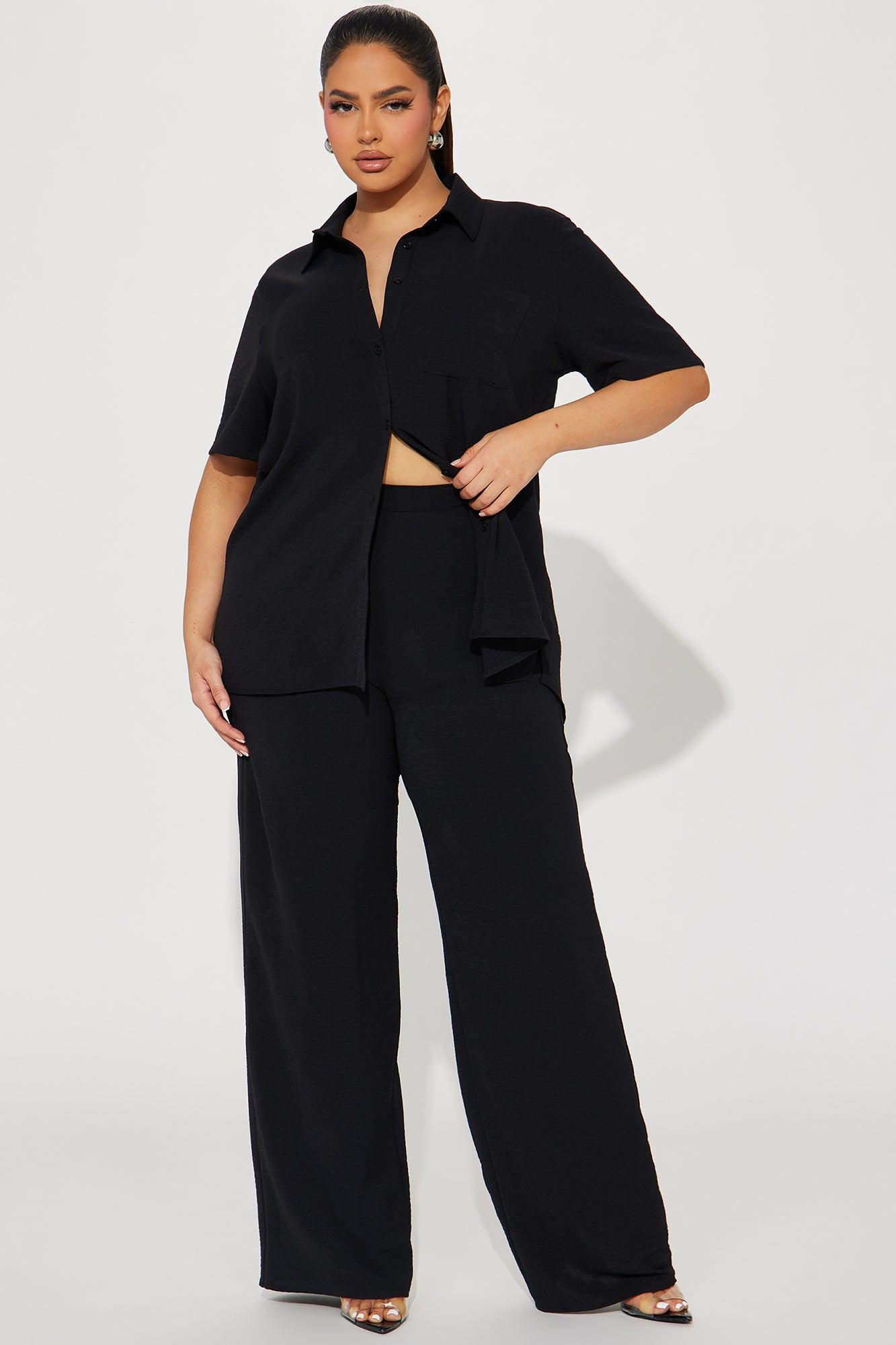 Makenzie Short Sleeve Pant Set - Black Product Image