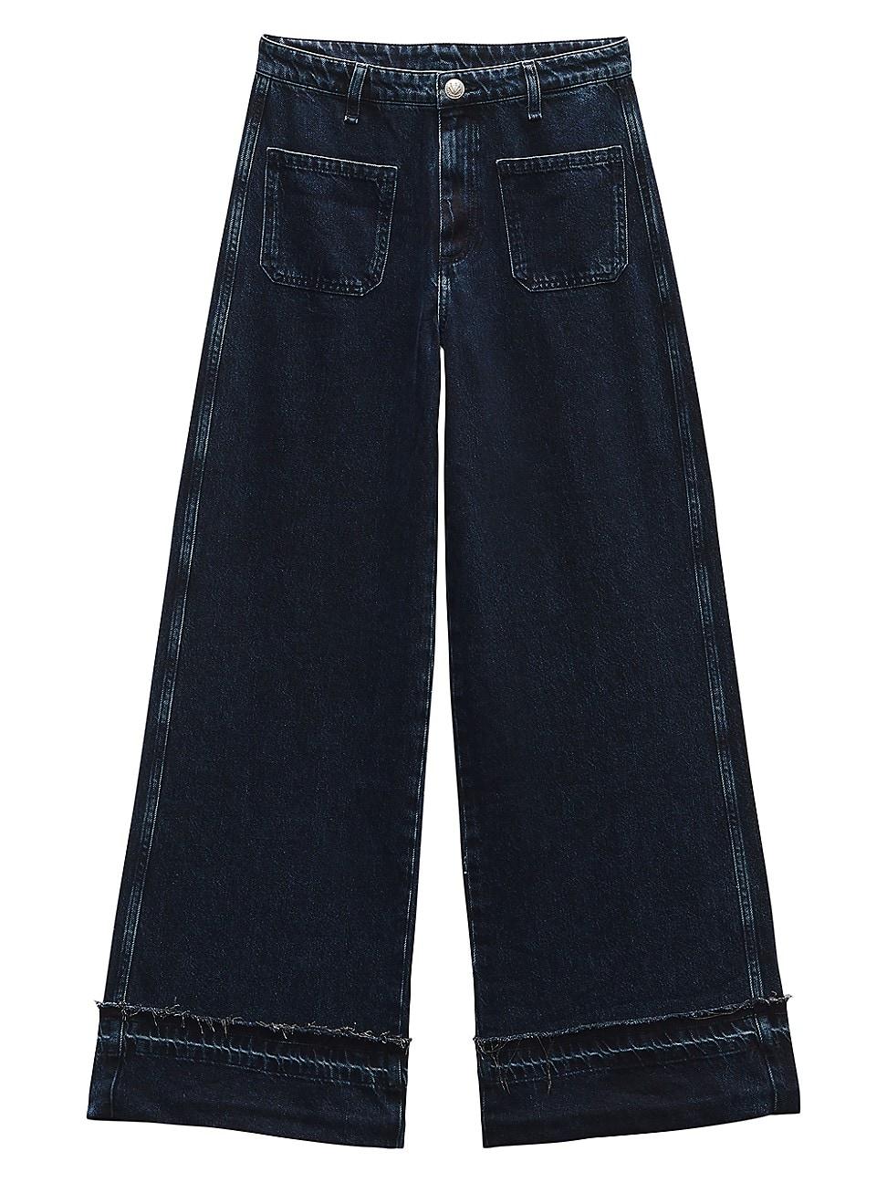 Womens Marina Denim Mid-Rise Wide-Leg Jeans Product Image