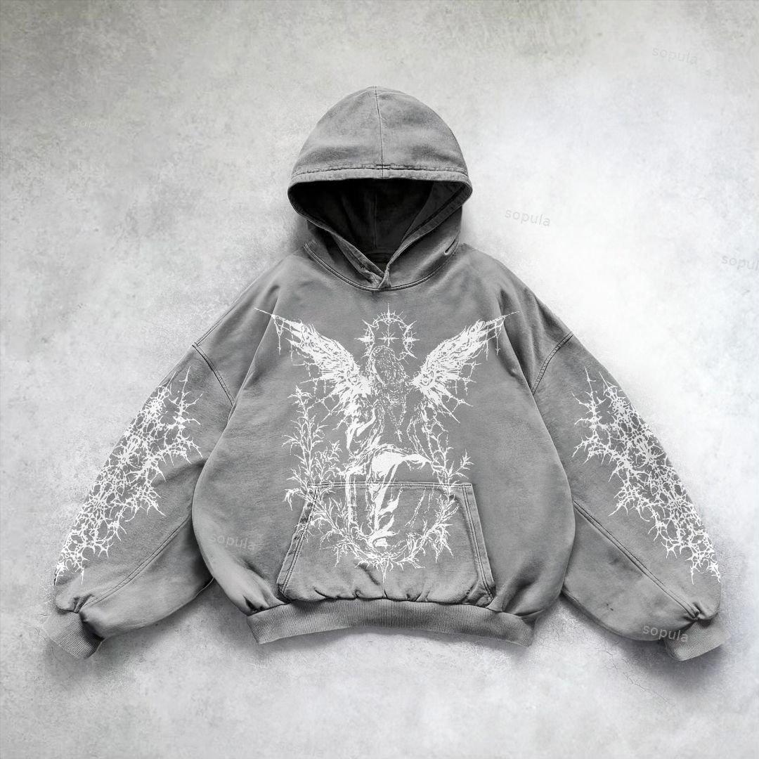 Sopula Vintage Til Death Do Us Part Graphic Acid Washed Hoodie Product Image