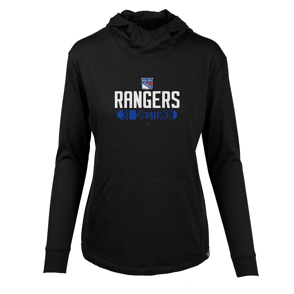 Women's Levelwear Igor Shesterkin Black New York Rangers Vivid Tracer Name & Number Pullover Hoodie, Size: Large, Ran Black Product Image