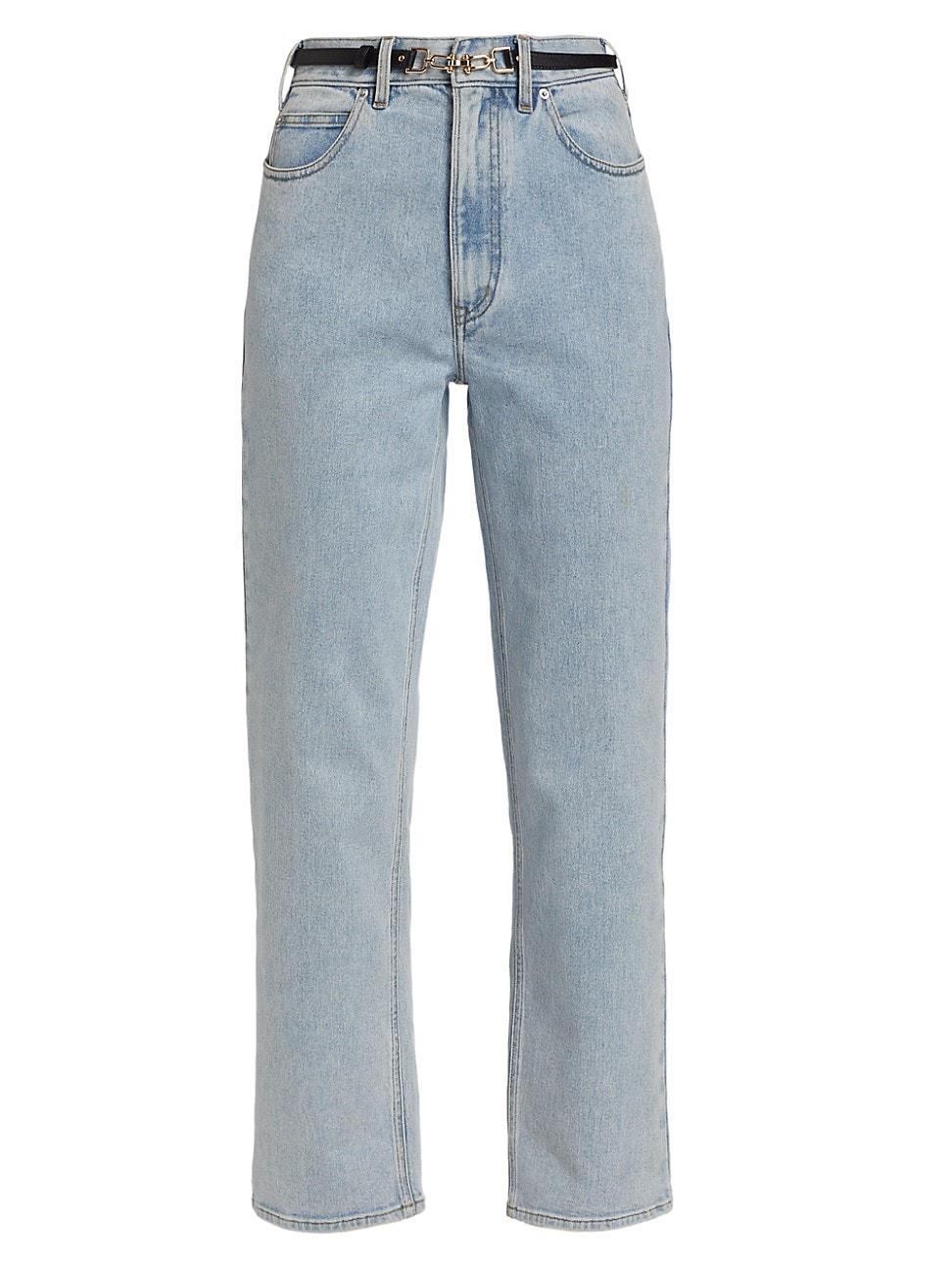 Womens Emmett Belted Straight-Leg Jeans Product Image