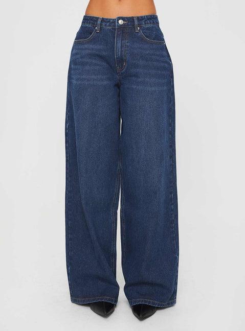 Naylor Mid Rise Wide Leg Jeans Mid Blue Denim Product Image