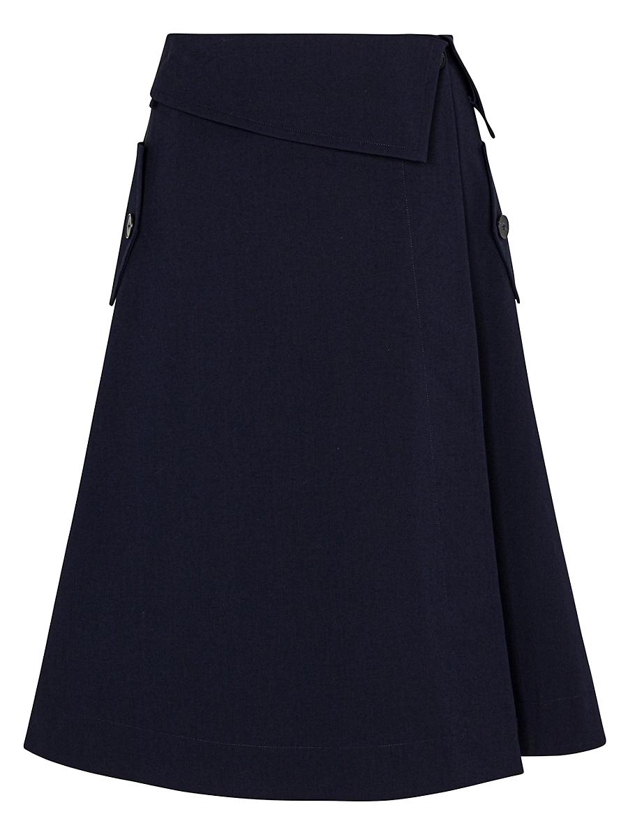 Womens Cotton Sateen Wrap-Front Skirt Product Image