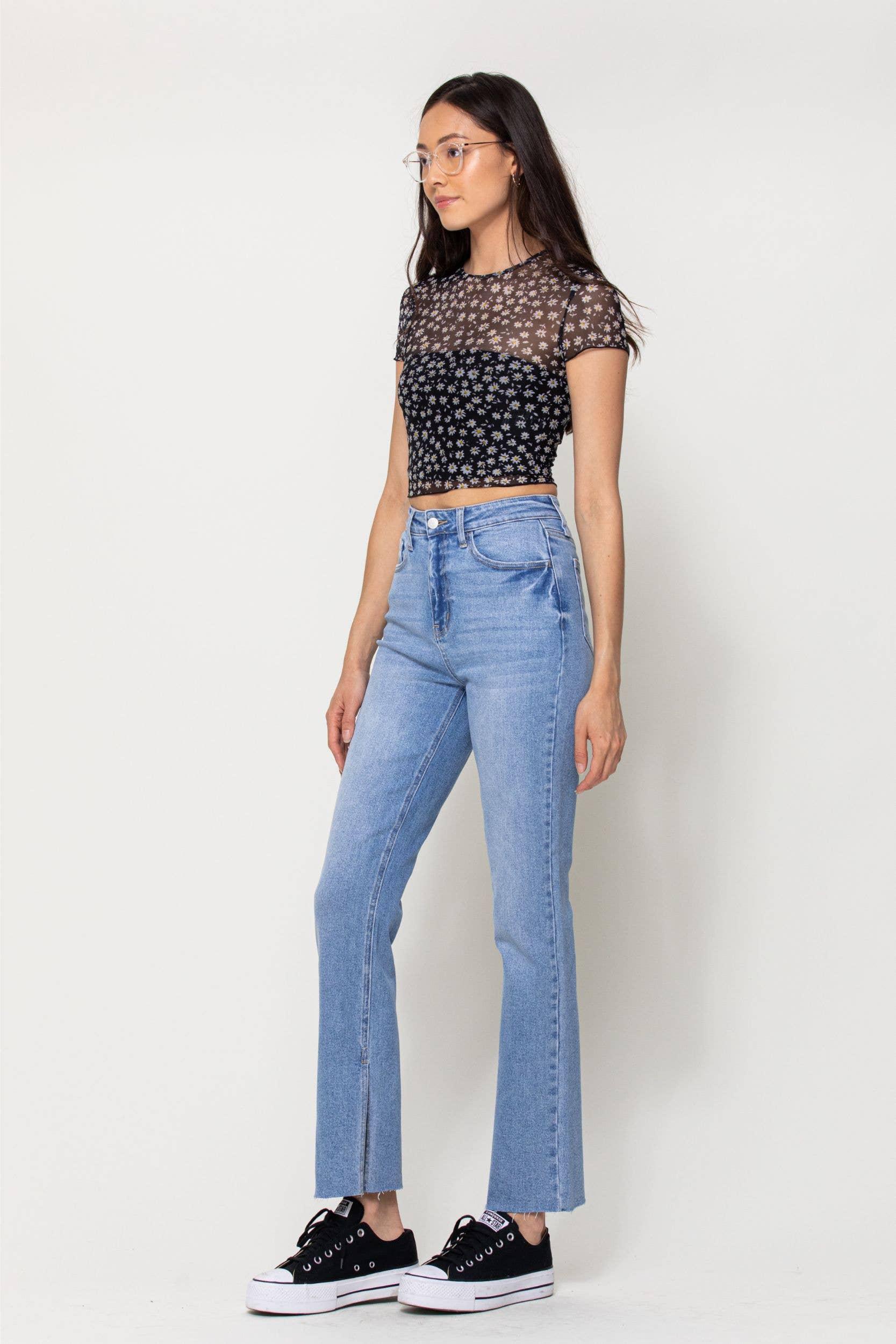 High Rise Full Length Straight with Inseam Slit Jeans Product Image