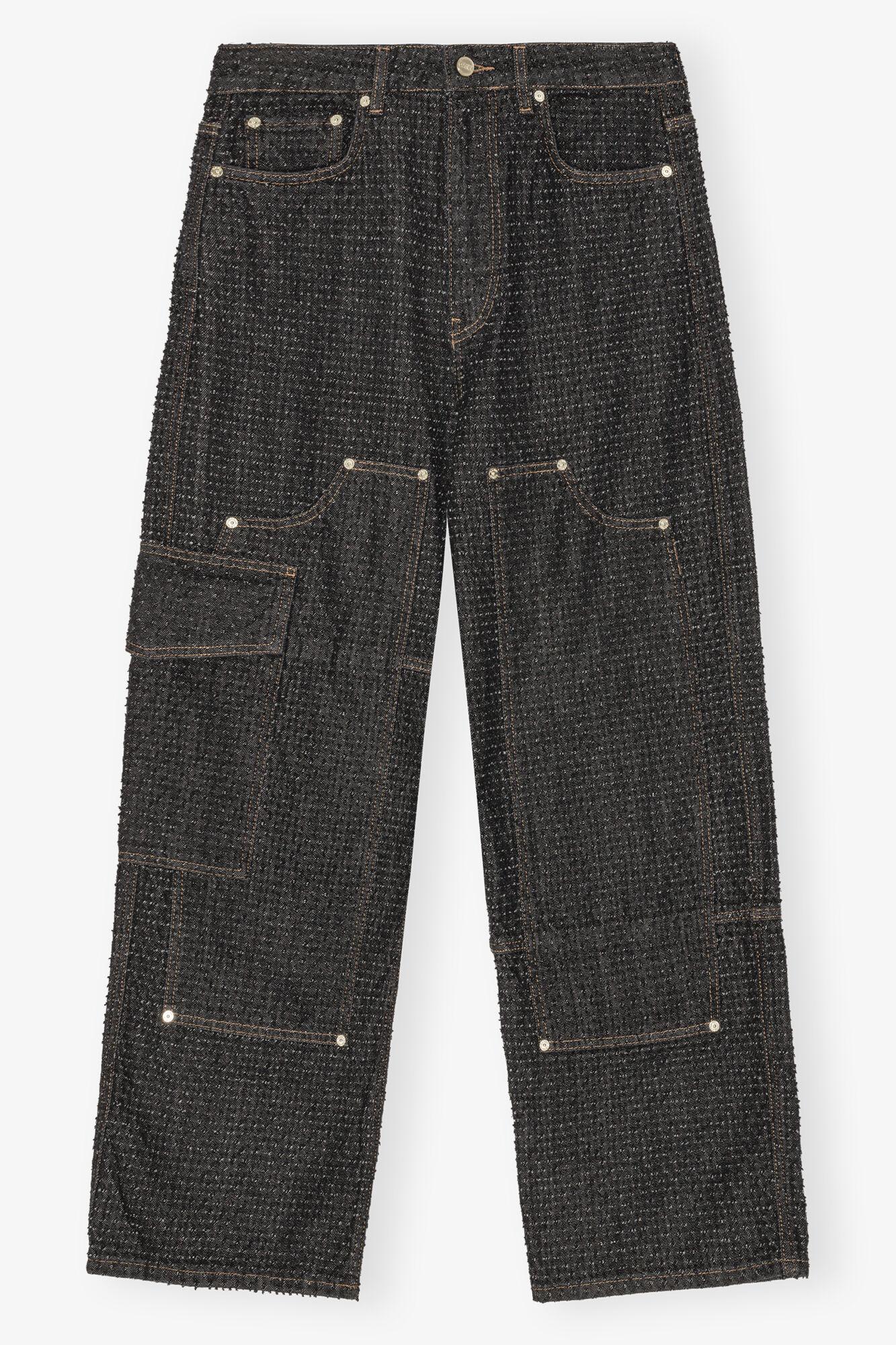 Black Textured Carpenter Jeans Product Image