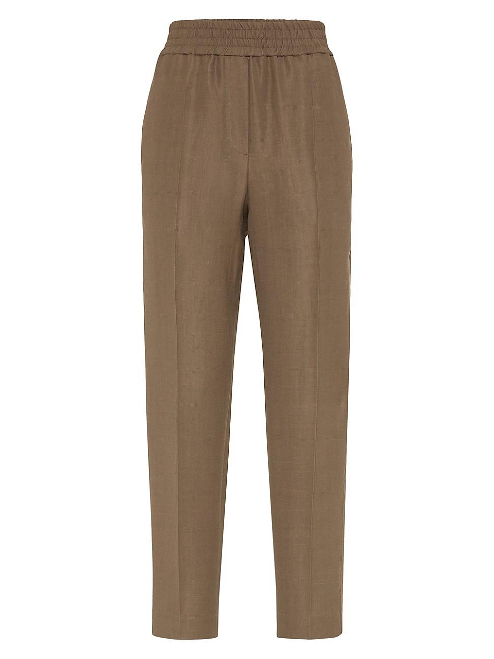 Womens Viscose and Linen Fluid Twill Baggy Pull on Trousers Product Image