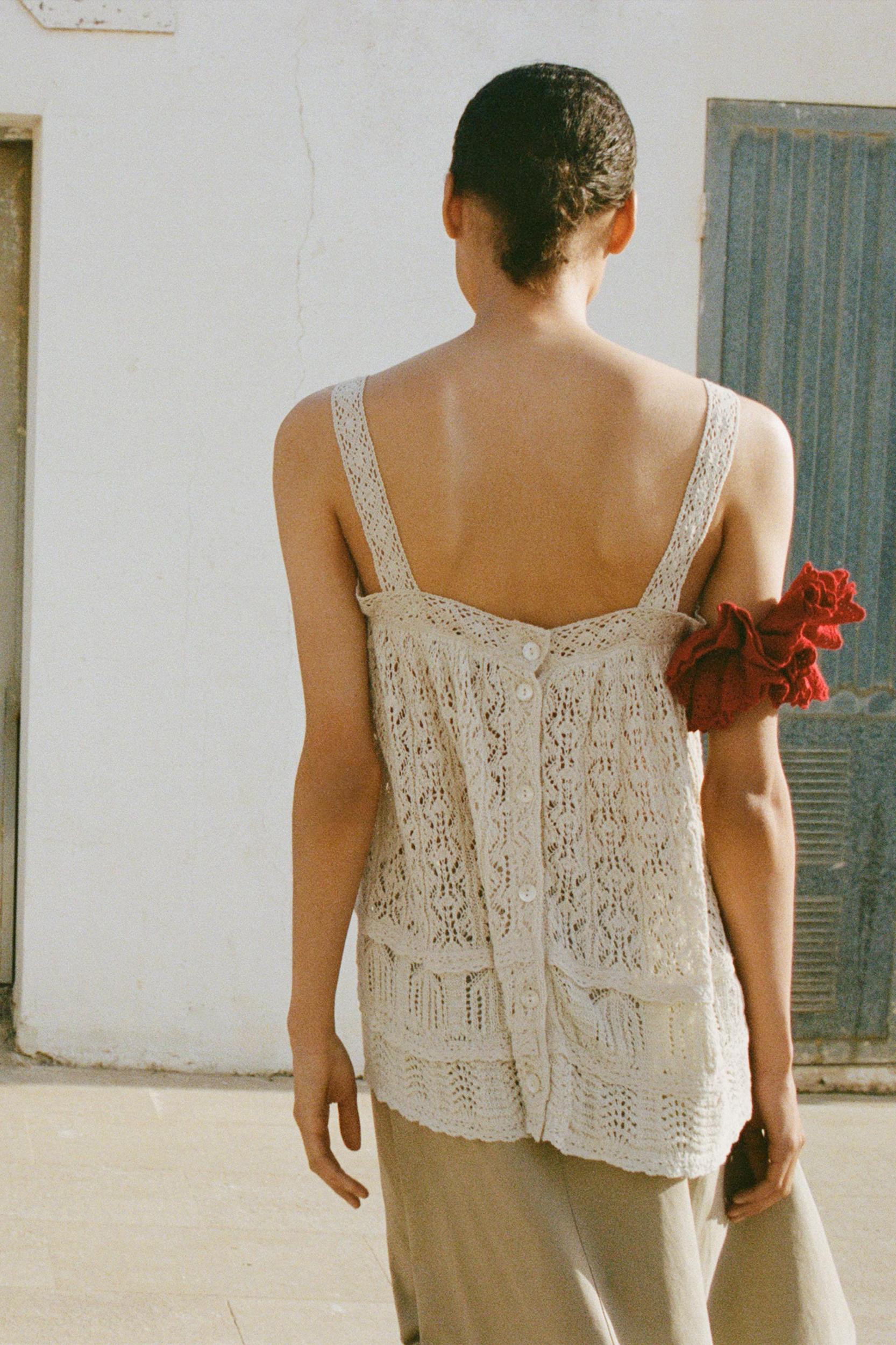 POINTELLE KNIT LACE TOP Product Image