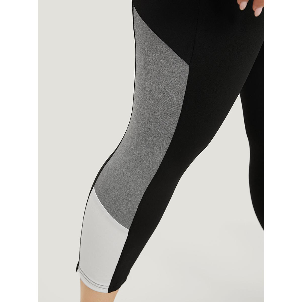 Plus Size Contrast Side Skinny Leggings Women Black Casual High stretch Skinny High Rise Dailywear Leggings BloomChic 10/M Product Image