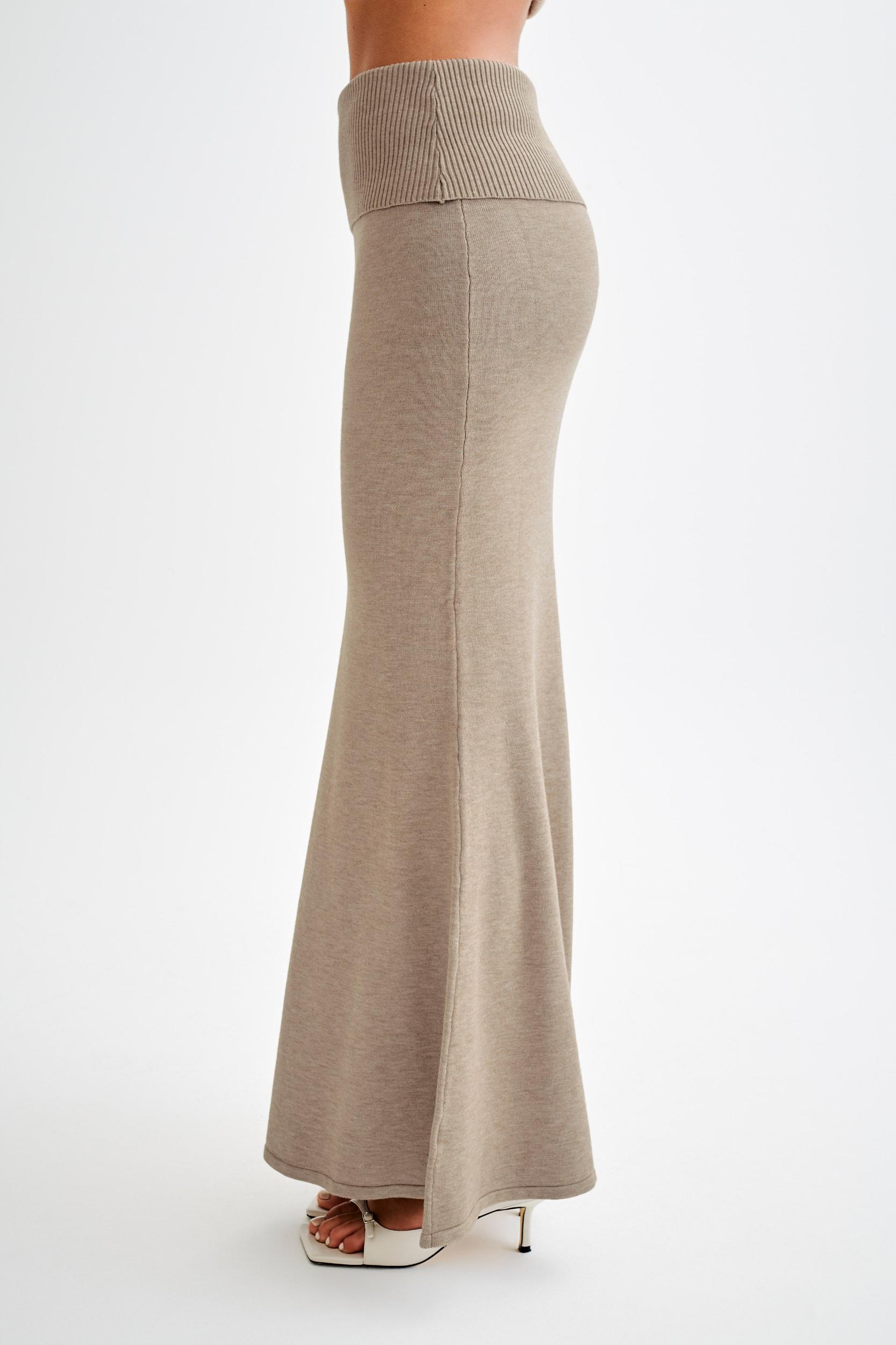 Karlie Knit Maxi Skirt With Ribbed Waist - Taupe Marle Product Image