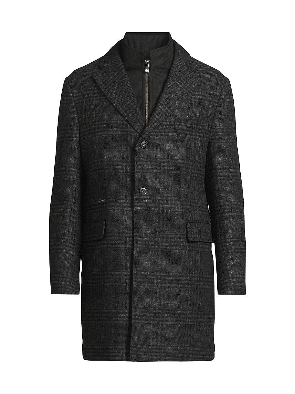 Mens ID Glen Plaid Wool Coat Product Image