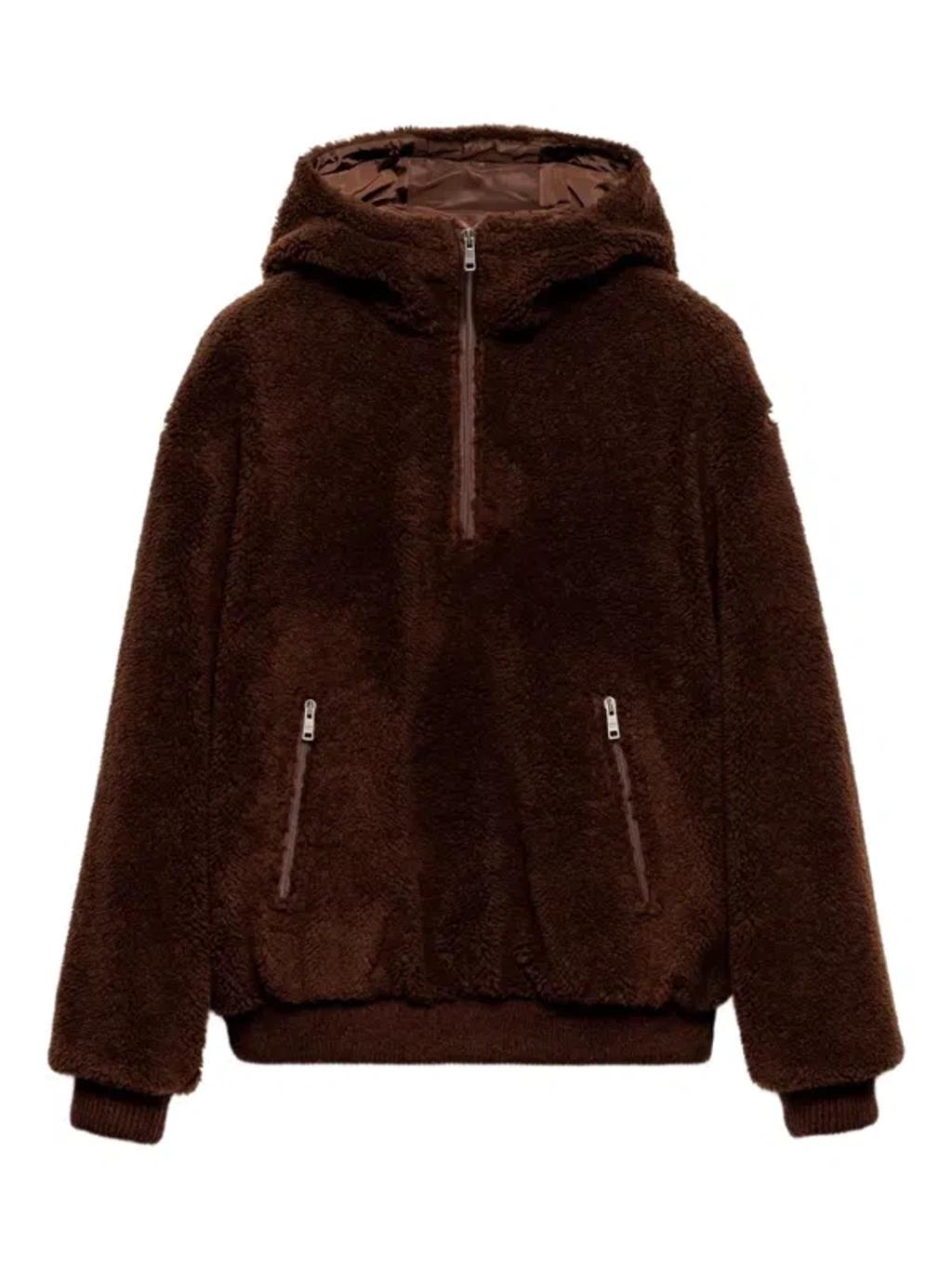 PRADA Mens Brown Hooded Borg Wool-blend Jacket Xl Product Image