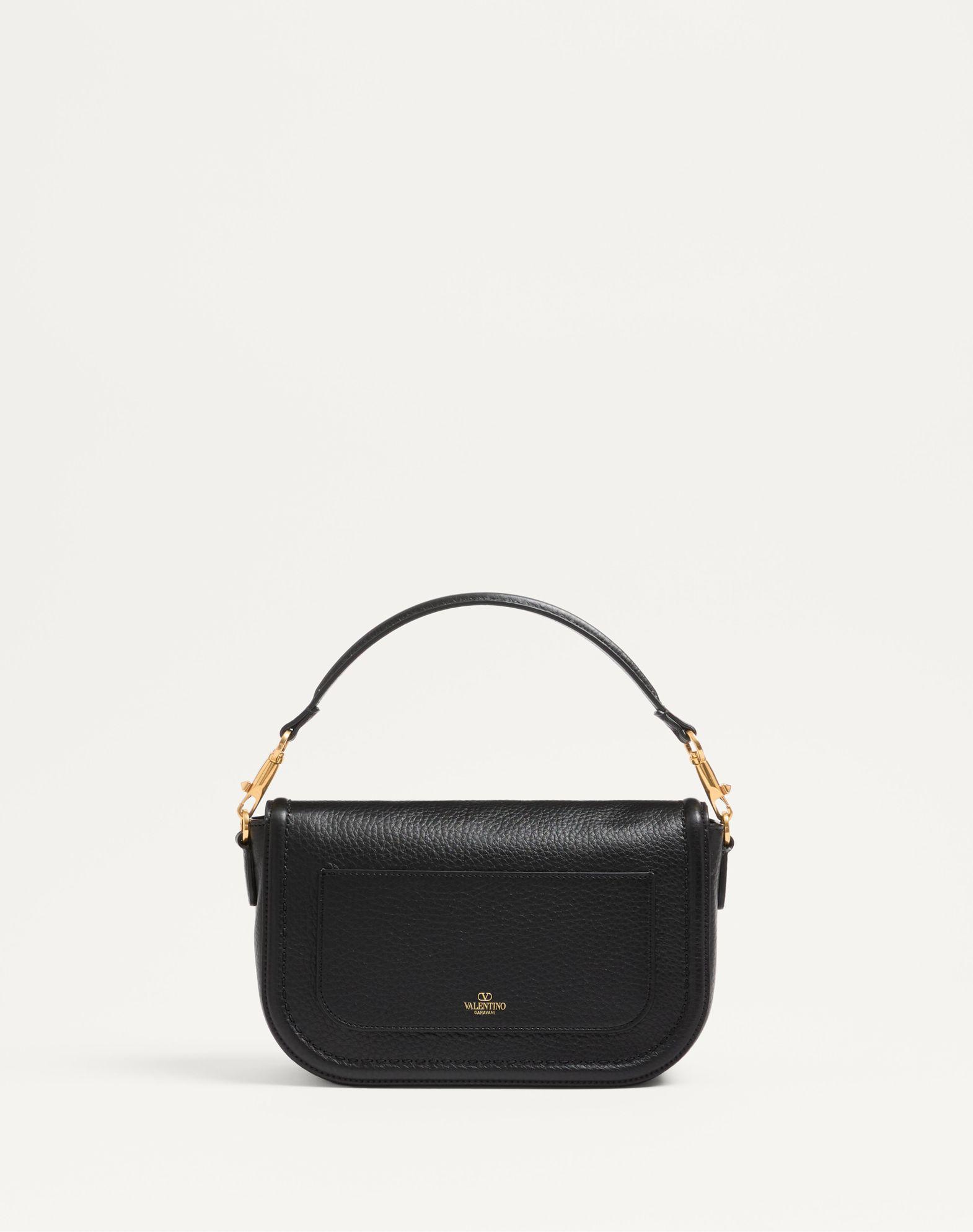 Valentino Garavani Alltime Shoulder Bag In Grainy Calfskin With Jacquard Ribbon Strap Product Image