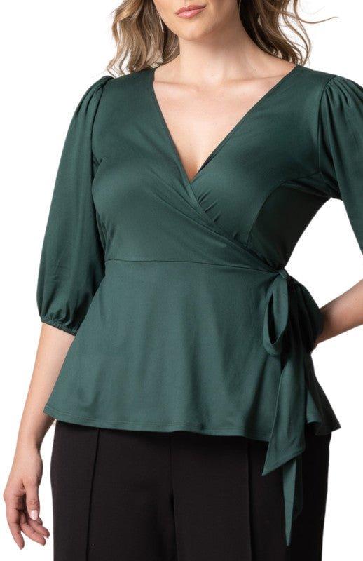 Nina 3/4 Sleeve Wrap Top - Plus Product Image