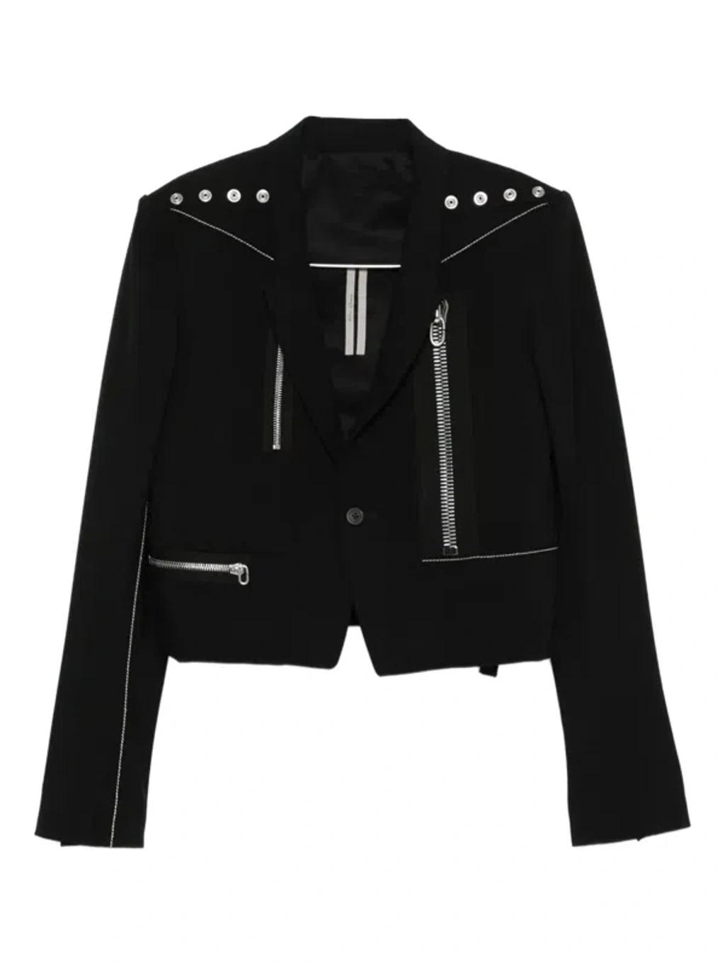 RICK OWENS Alice Studded Virgin Wool Blazer In Black Product Image