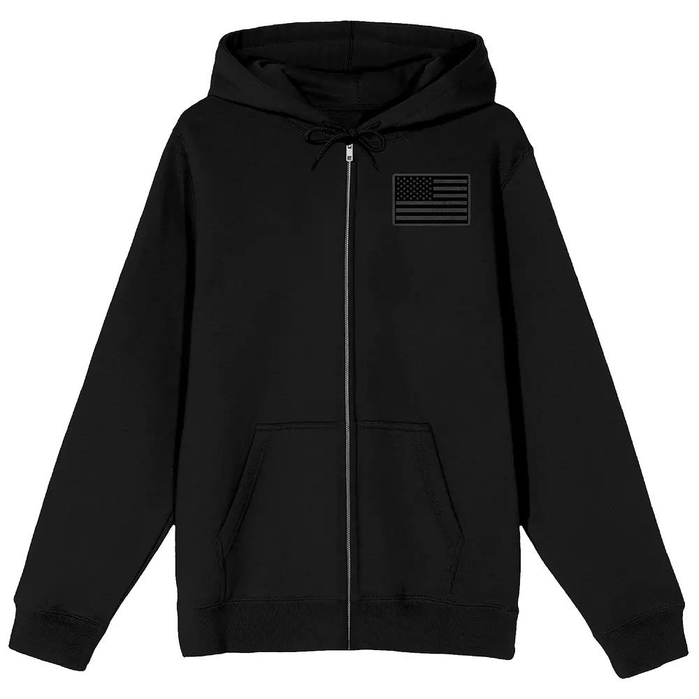 Men's Dark Tone Wavy American Flag Hoodie,  Product Image