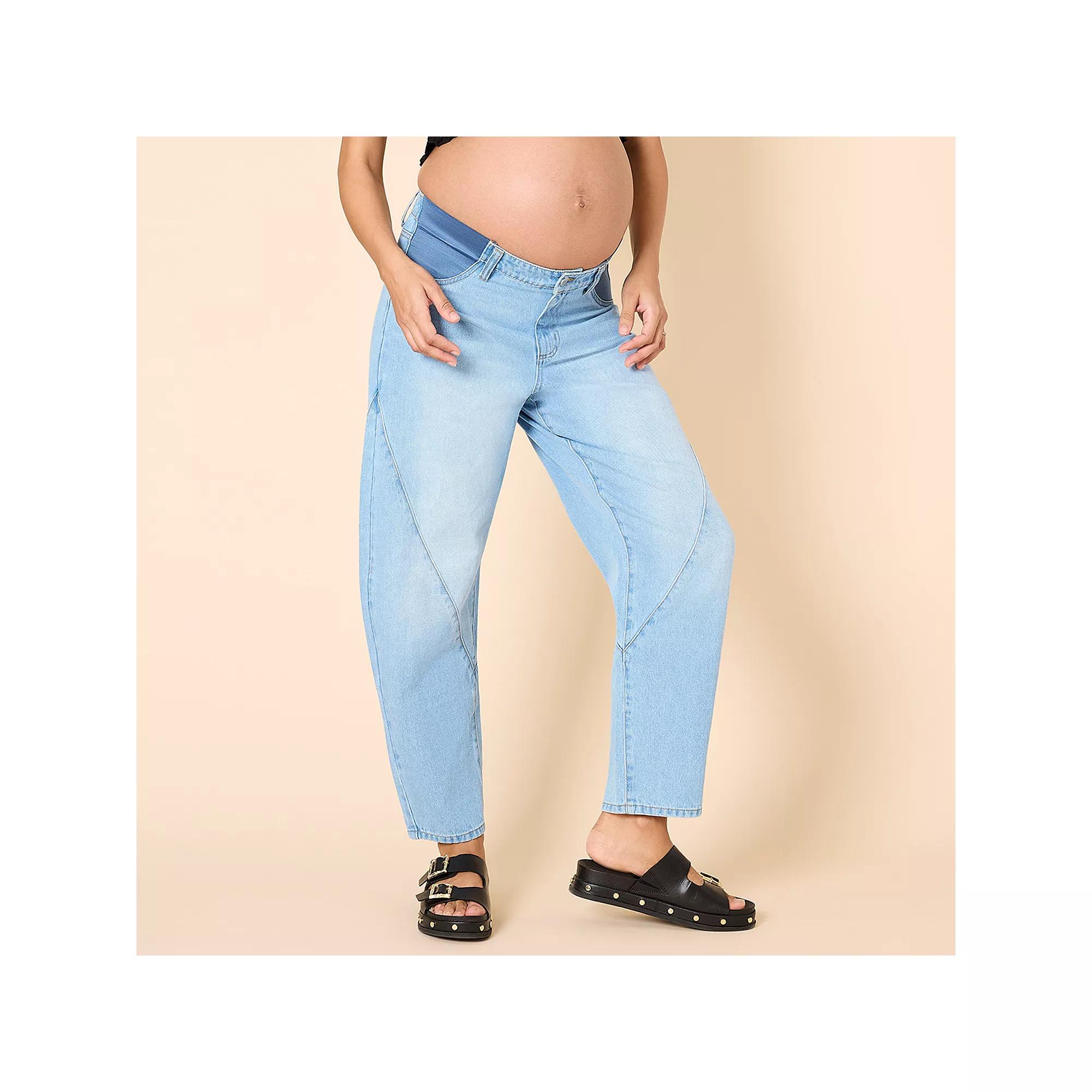 Maternity Motherhood® Barrel Leg Jeans, Women's, Size: Small-Mat, Marsha Blue Product Image