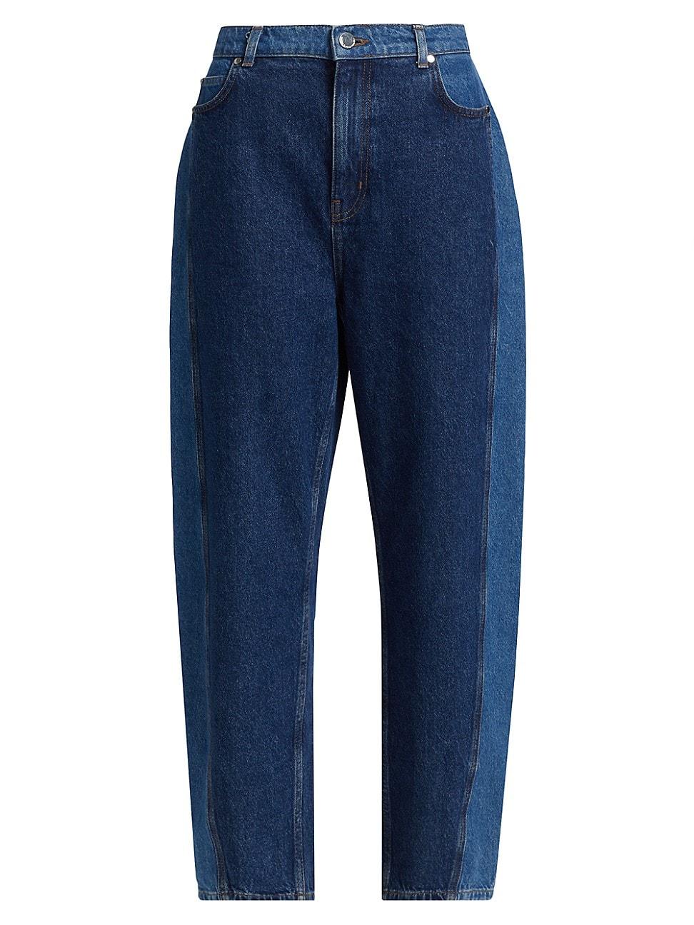 Womens Denise Color Block Barrel Jeans Product Image