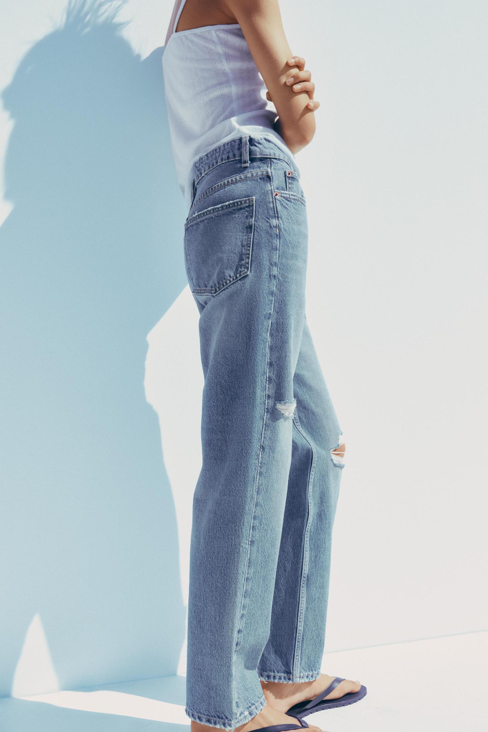 TRF RIPPED HIGH-WAIST MOM FIT JEANS Product Image