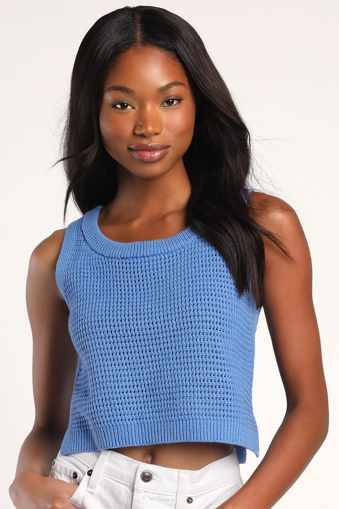 Get The Look Periwinkle Loose Knit Sweater Tank Top Product Image