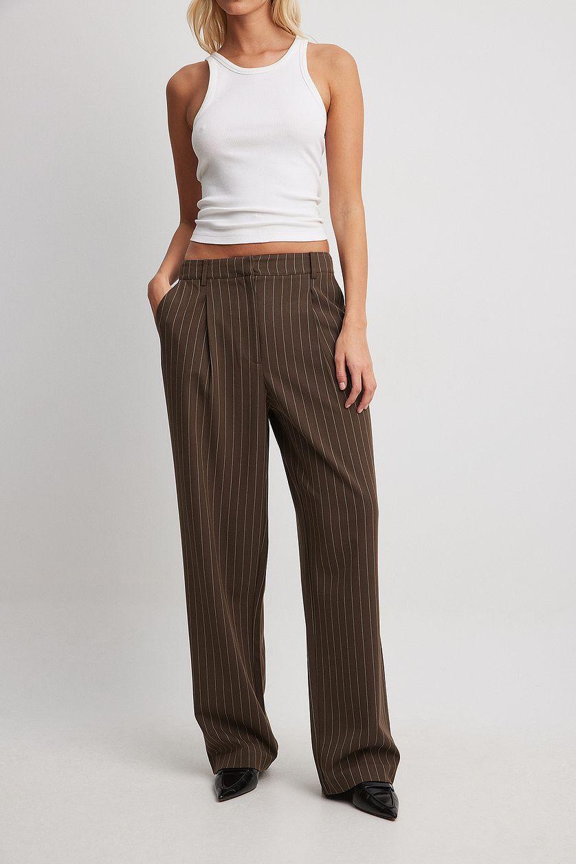 Striped High Waist Trousers Product Image
