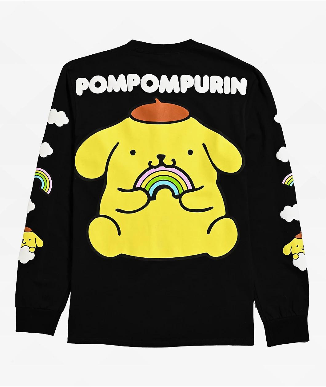 Hello Kitty® & Friends | A.LAB Pompompurin™ Over The Rainbow Black Long Sleeve T-Shirt Product Image