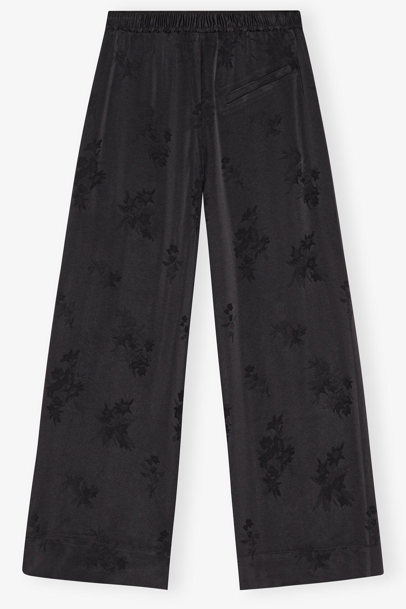 Black Satin Jacquard Pants Product Image