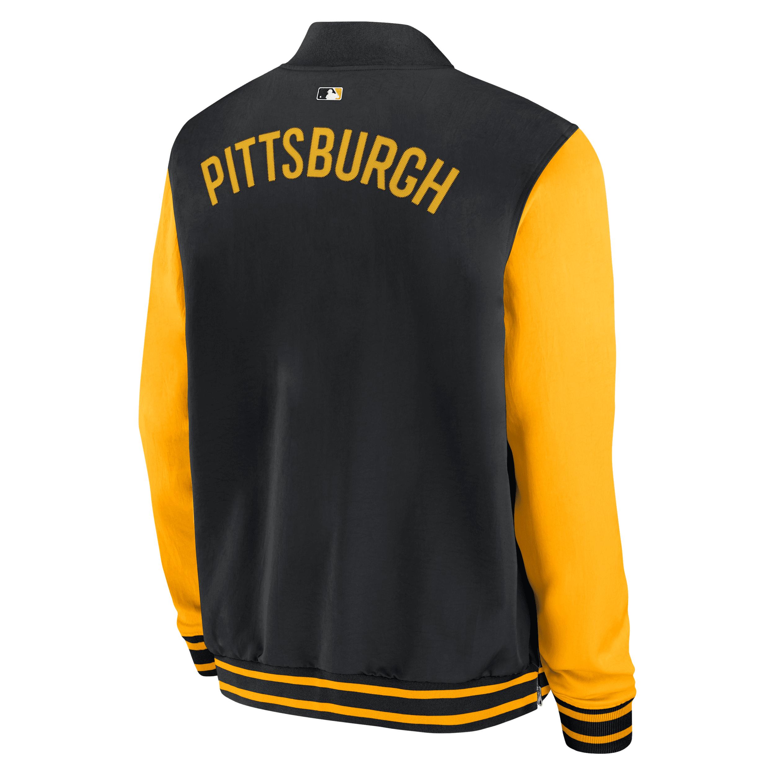 Pittsburgh Pirates Authentic Collection Dugout Nike Men's MLB Full-Zip Bomber Jacket Product Image