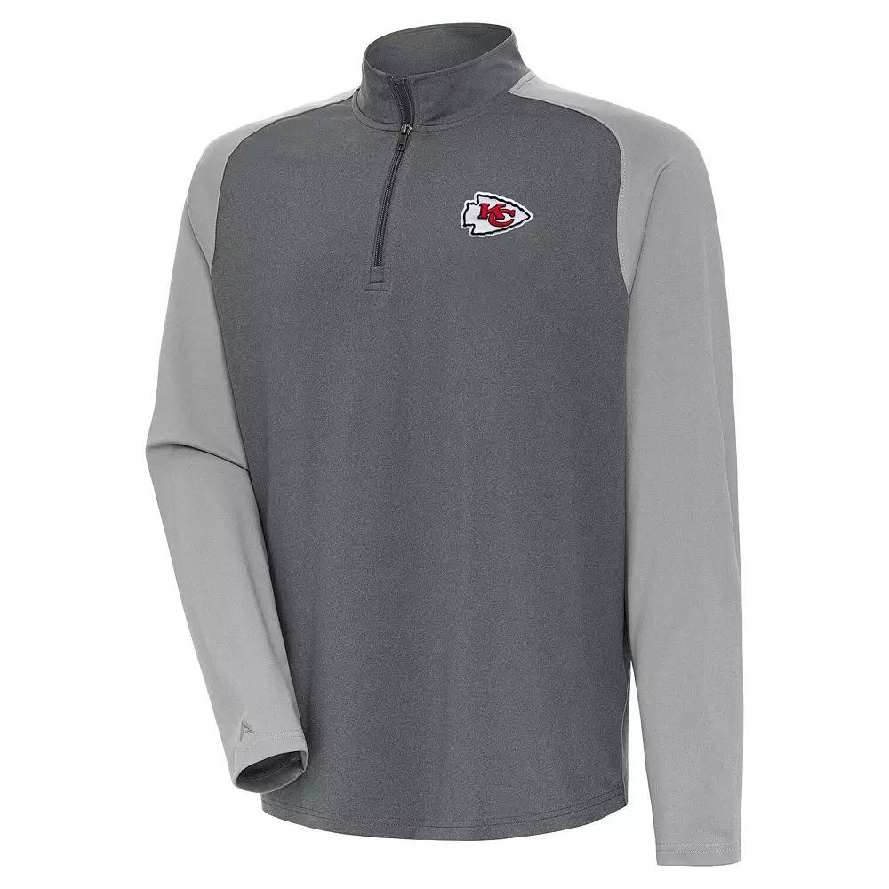 Men's Antigua Heather Gray/Gray Kansas City Chiefs Dauntless Quarter-Zip Top, Size: 3XL, Grey Product Image